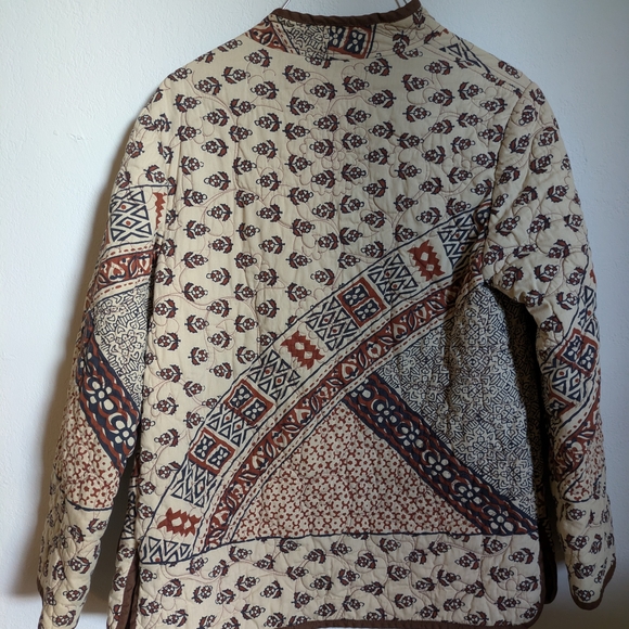 Women's Patterned Teddy Jacket - Brown and Cream - Picture 6 of 9